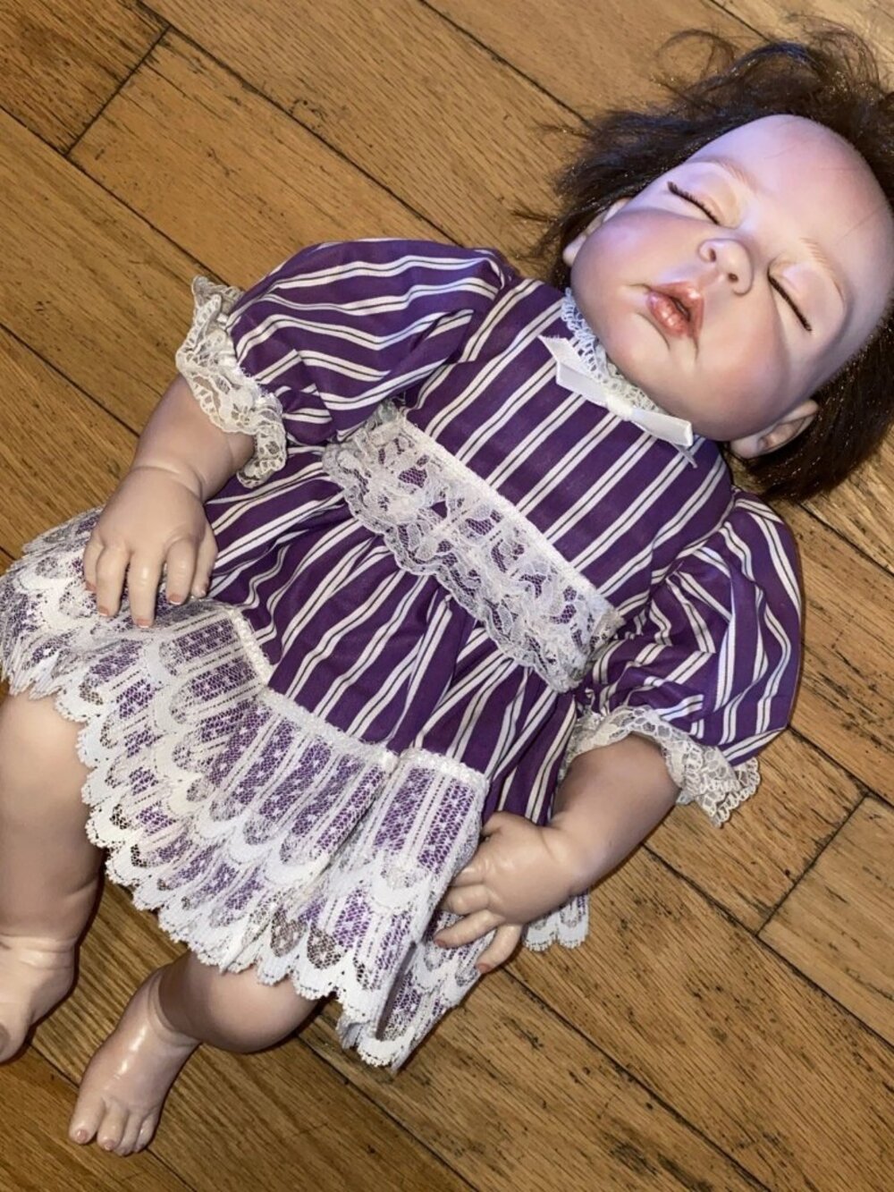 17” Reborn Baby Girl Doll With Brown Hair